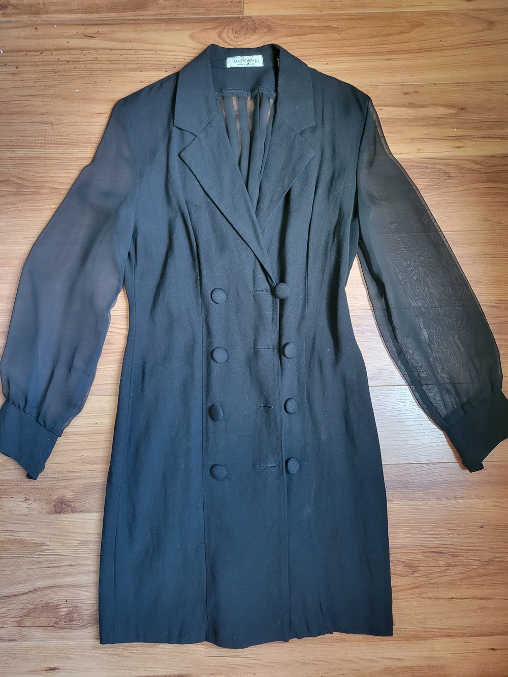 le chateau Black Double-Breasted Blazer Dress